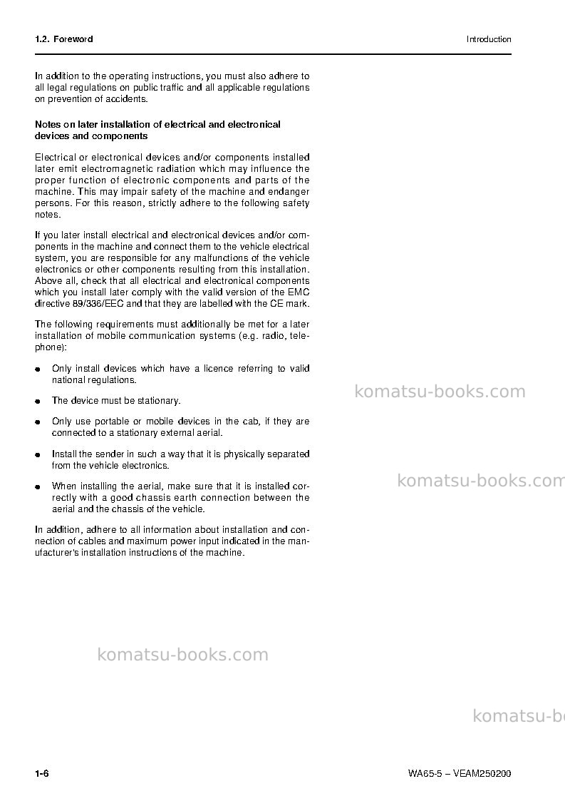 Komatsu wa65-5deu-wa Operation manual cover Page 7 Komatsu wa65-5deu-wa Operation manual cover Page 7