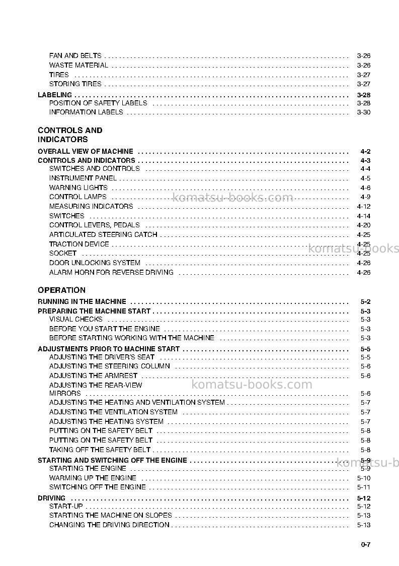 Komatsu wa65-3deu Operation manual cover Page 7 Komatsu wa65-3deu Operation manual cover Page 7