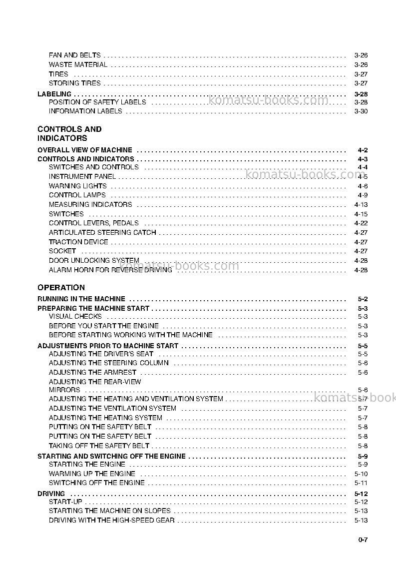 Komatsu wa75-3deu Operation manual cover Page 7 Komatsu wa75-3deu Operation manual cover Page 7
