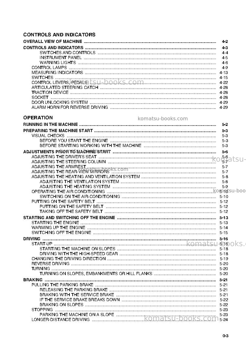 Komatsu wa75-3deu Operation manual cover Page 7 Komatsu wa75-3deu Operation manual cover Page 7