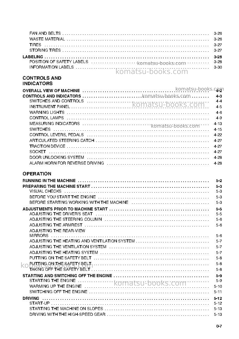 Komatsu wa85-3deu Operation manual cover Page 7 Komatsu wa85-3deu Operation manual cover Page 7