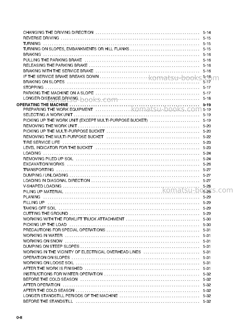 Komatsu wa95-3deu-30km options Operation manual cover Page 7 Komatsu wa95-3deu-30km options Operation manual cover Page 7
