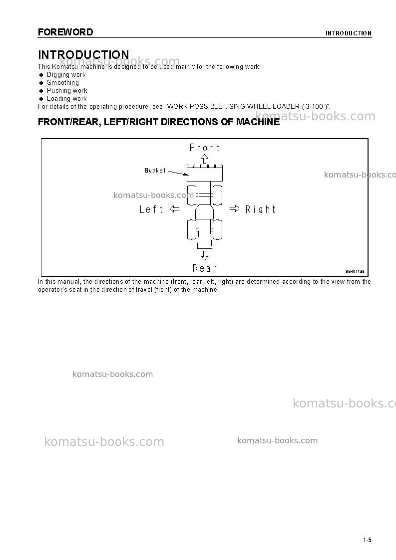 Komatsu wa480-5deu-h Operation manual cover Page 7 Komatsu wa480-5deu-h Operation manual cover Page 7