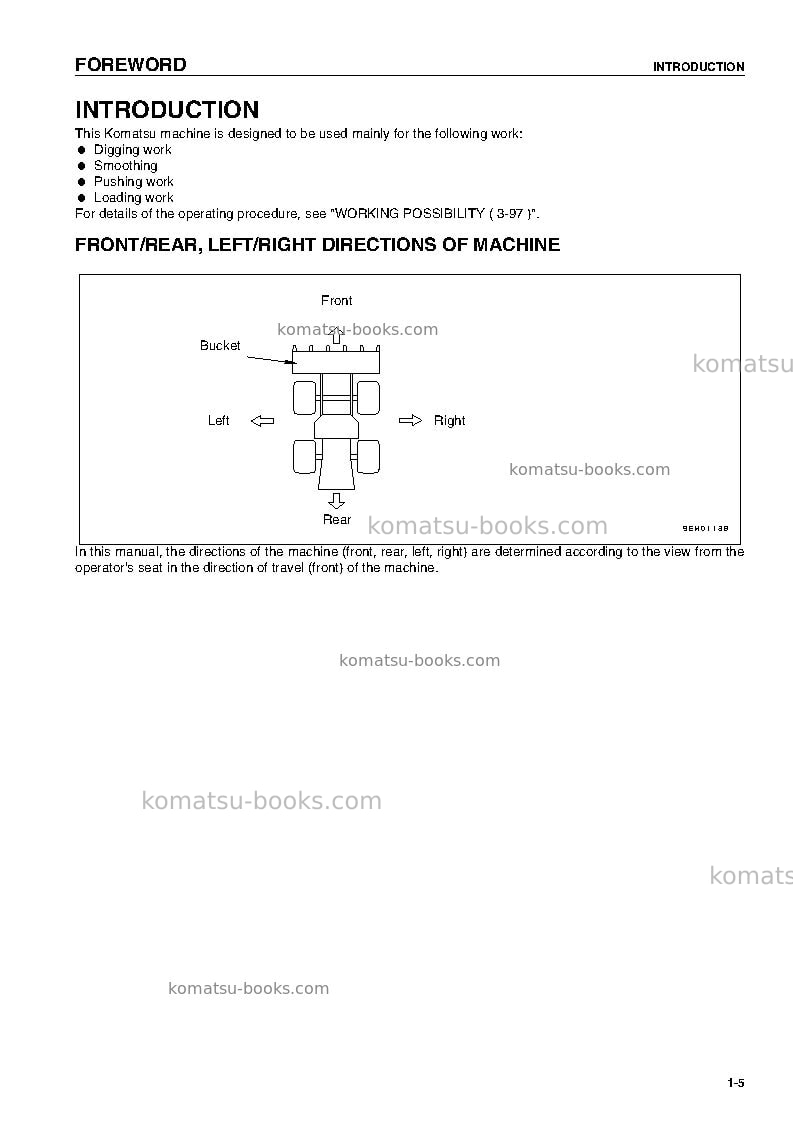Komatsu wa400-5deu-h Operation manual cover Page 7