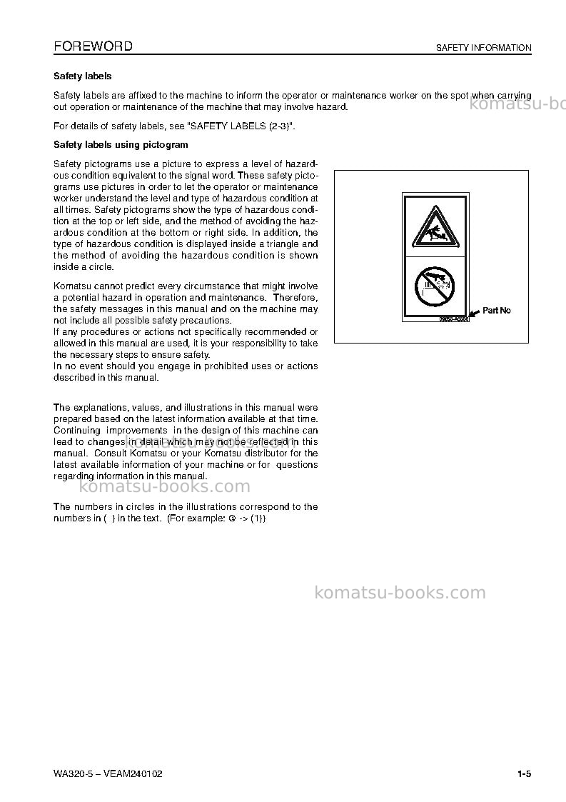 Komatsu wa320-5deu-h Operation manual cover Page 7