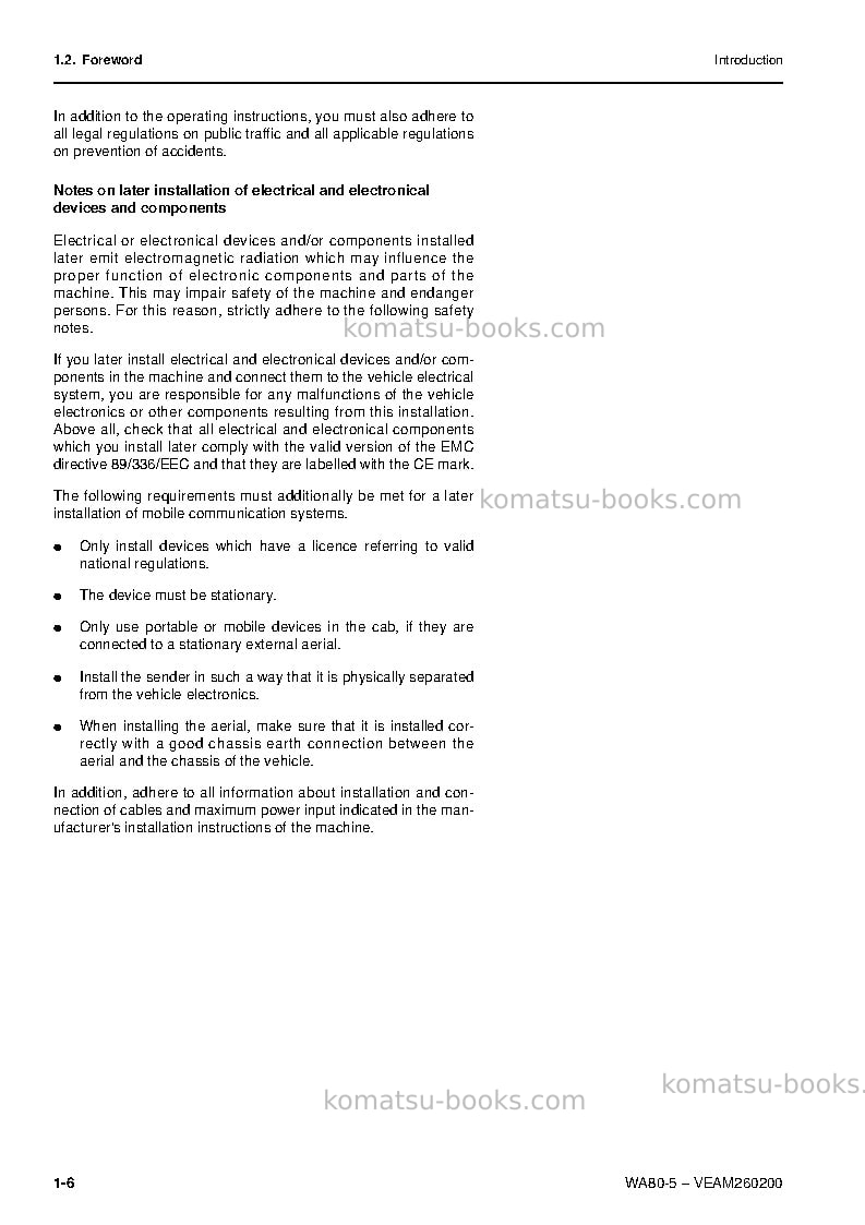 Komatsu wa80-5deu Operation manual cover Page 7 Komatsu wa80-5deu Operation manual cover Page 7