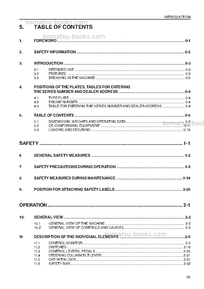 Komatsu wa420-3deu-h Operation manual cover Page 7