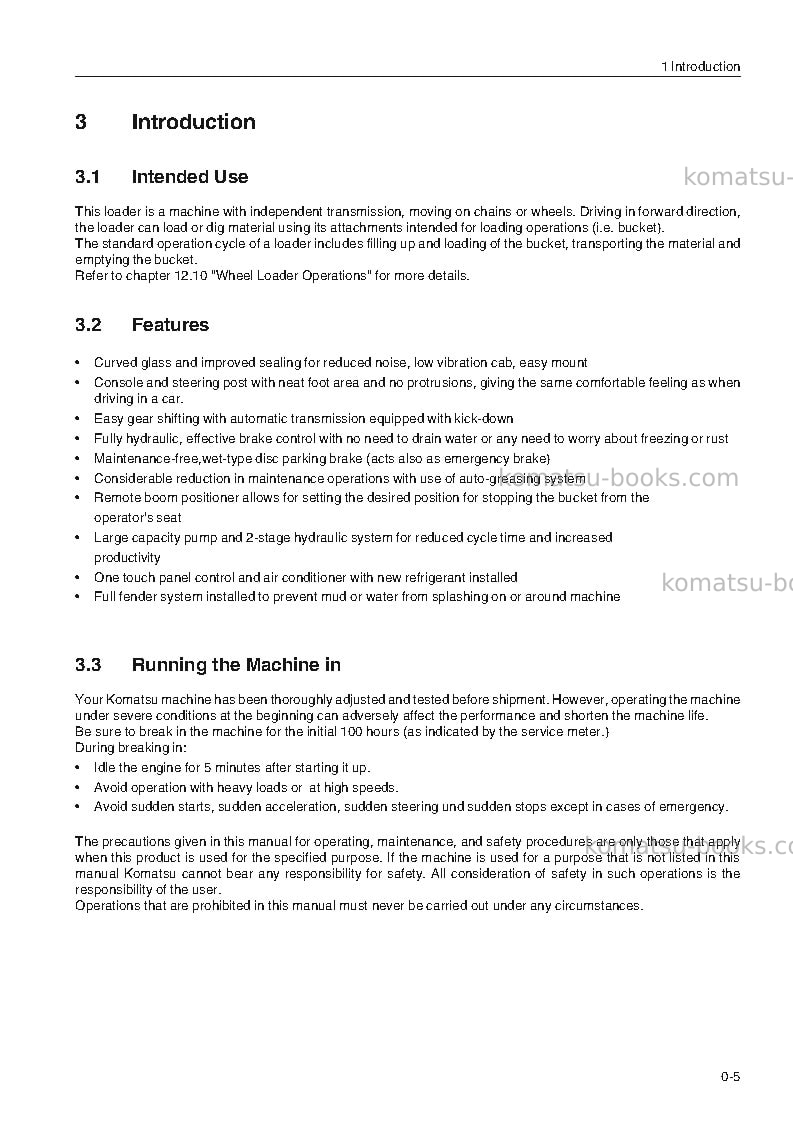 Komatsu wa470-3deu-h Operation manual cover Page 7