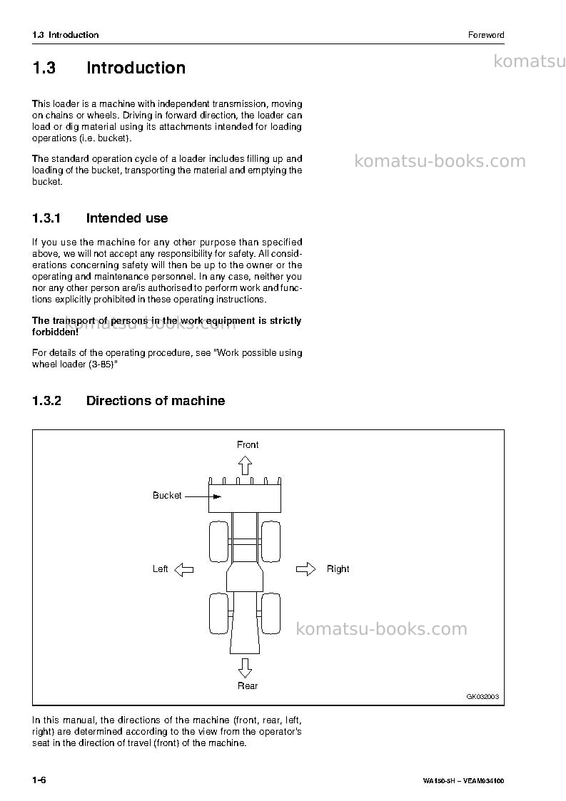 Komatsu wa150-5deu Operation manual cover Page 7 Komatsu wa150-5deu Operation manual cover Page 7