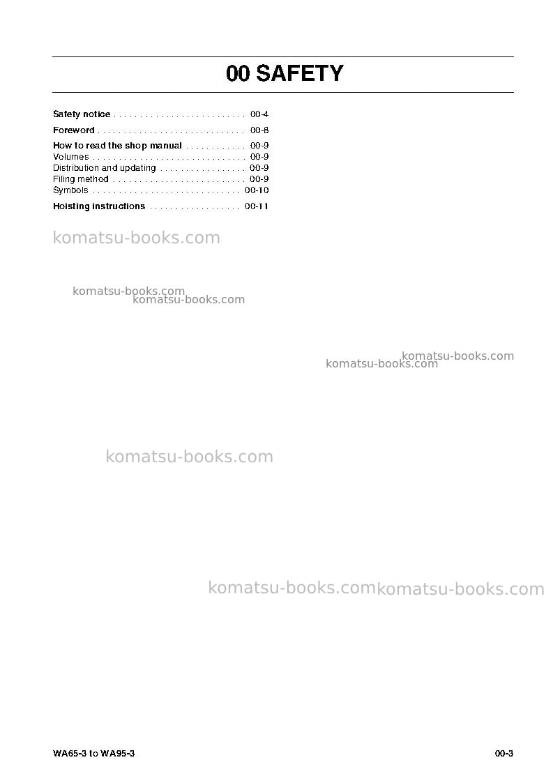 Komatsu wa65-3deu Repair & maintenance cover Page 7 Komatsu wa65-3deu Repair & maintenance cover Page 7