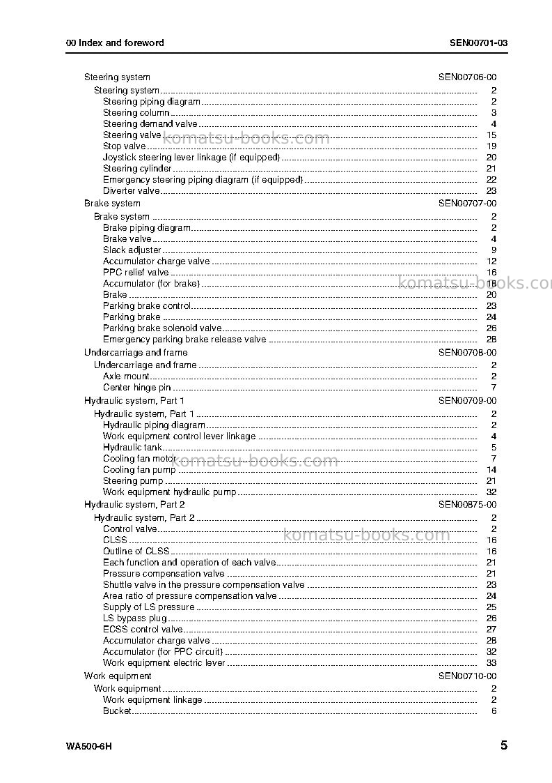 Komatsu wa500-6deu Repair & maintenance cover Page 7