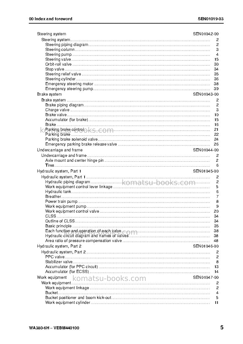 Komatsu wa380-6deu Repair & maintenance cover Page 7