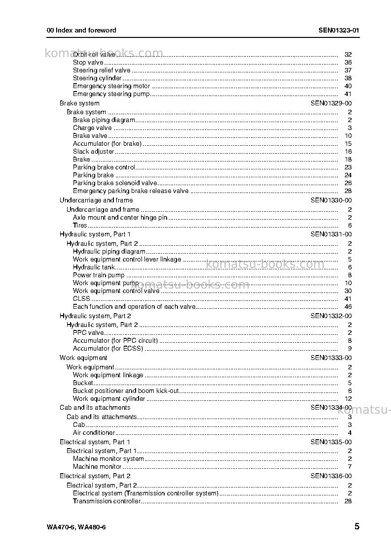 Komatsu wa480-6deu Repair & maintenance cover Page 7 Komatsu wa480-6deu Repair & maintenance cover Page 7