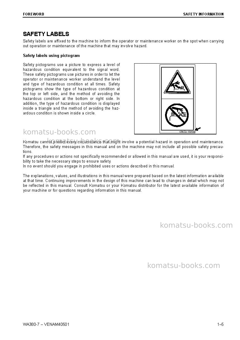 Komatsu wa380-7deu Operation manual cover Page 7 Komatsu wa380-7deu Operation manual cover Page 7
