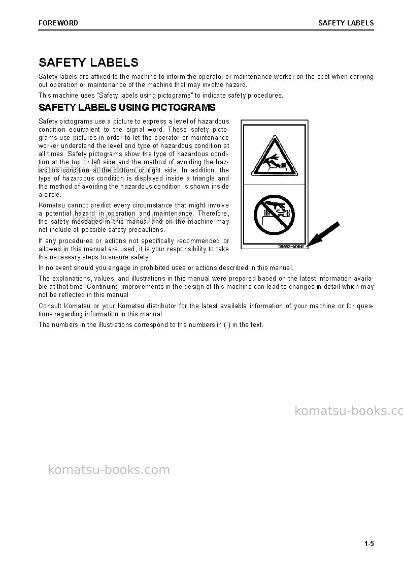 Komatsu wa470-8deu Operation manual cover Page 7 Komatsu wa470-8deu Operation manual cover Page 7