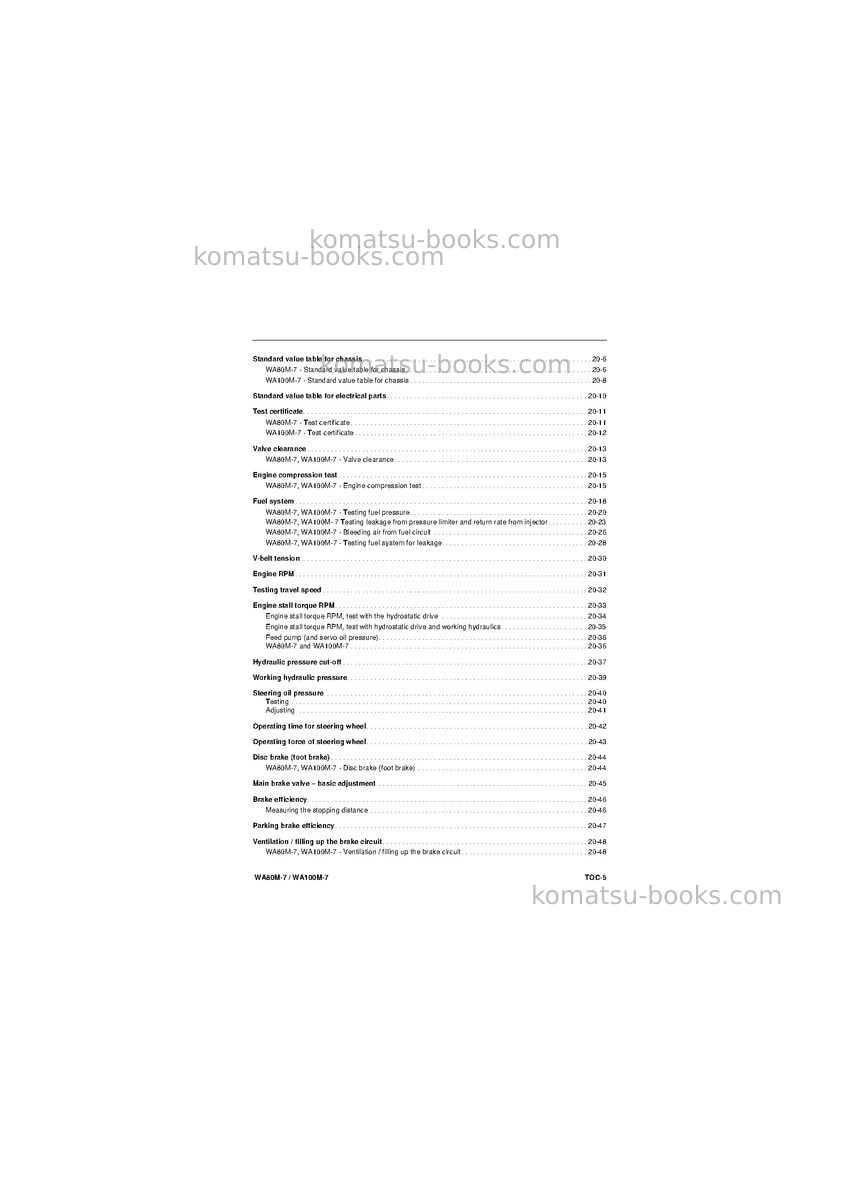 Komatsu wa100m-7deu Repair & maintenance cover Page 7