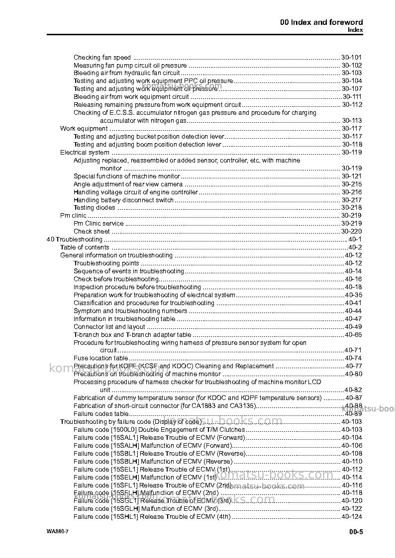 Komatsu wa380-7deu Repair & maintenance cover Page 7 Komatsu wa380-7deu Repair & maintenance cover Page 7