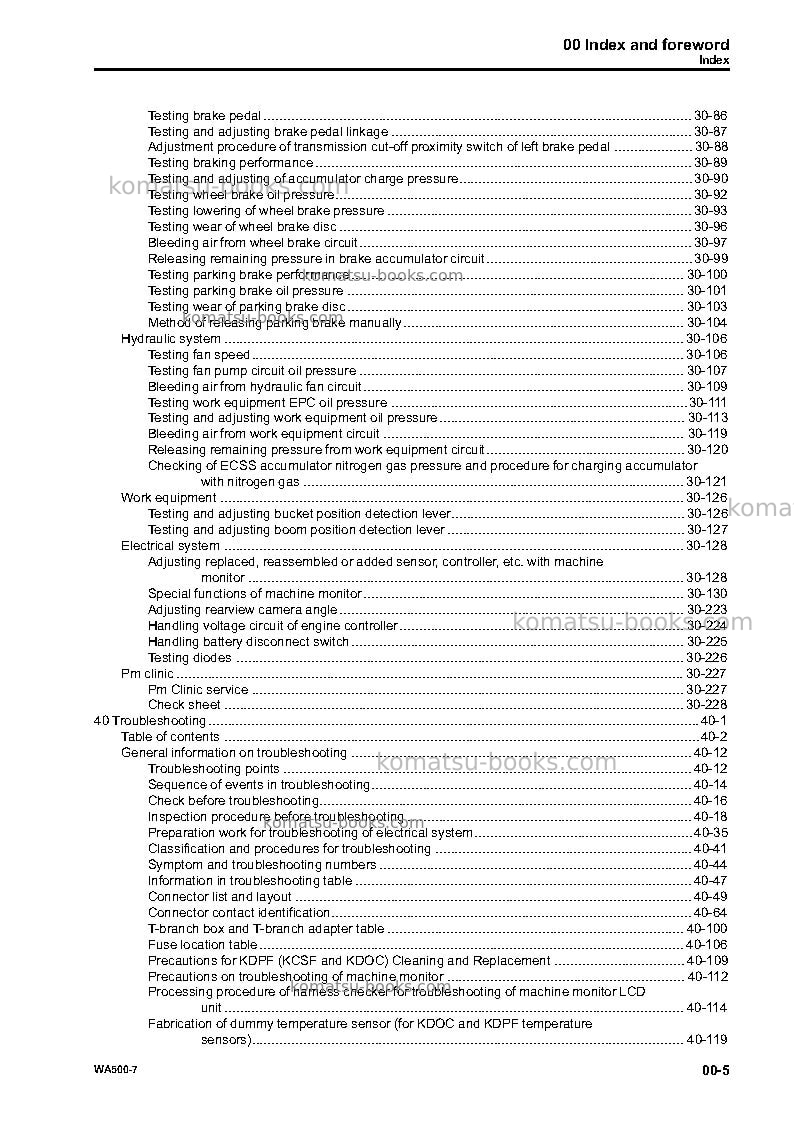 Komatsu wa500-7deu Repair & maintenance cover Page 7 Komatsu wa500-7deu Repair & maintenance cover Page 7