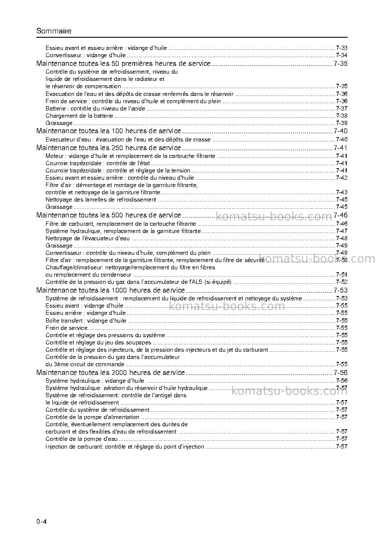 Komatsu wa65-3deu-30 km/h Manuel d'utilisation couverture Page 7 Komatsu wa65-3deu-30 km/h Manuel d'utilisation couverture Page 7