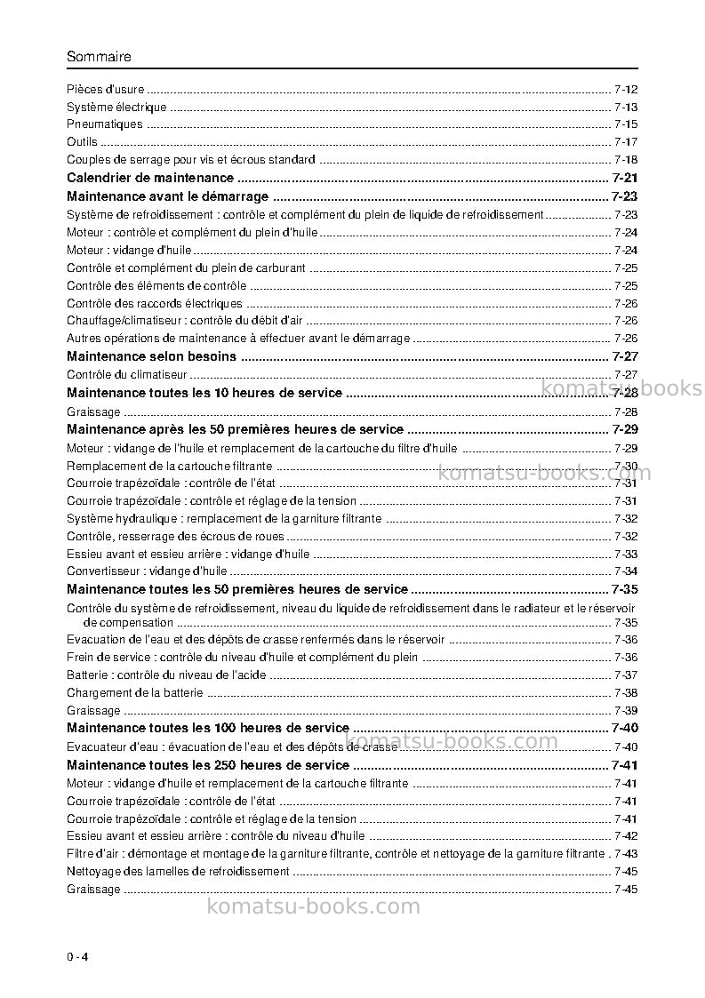 Komatsu wa95-3deu-h Manuel d'utilisation couverture Page 7 Komatsu wa95-3deu-h Manuel d'utilisation couverture Page 7