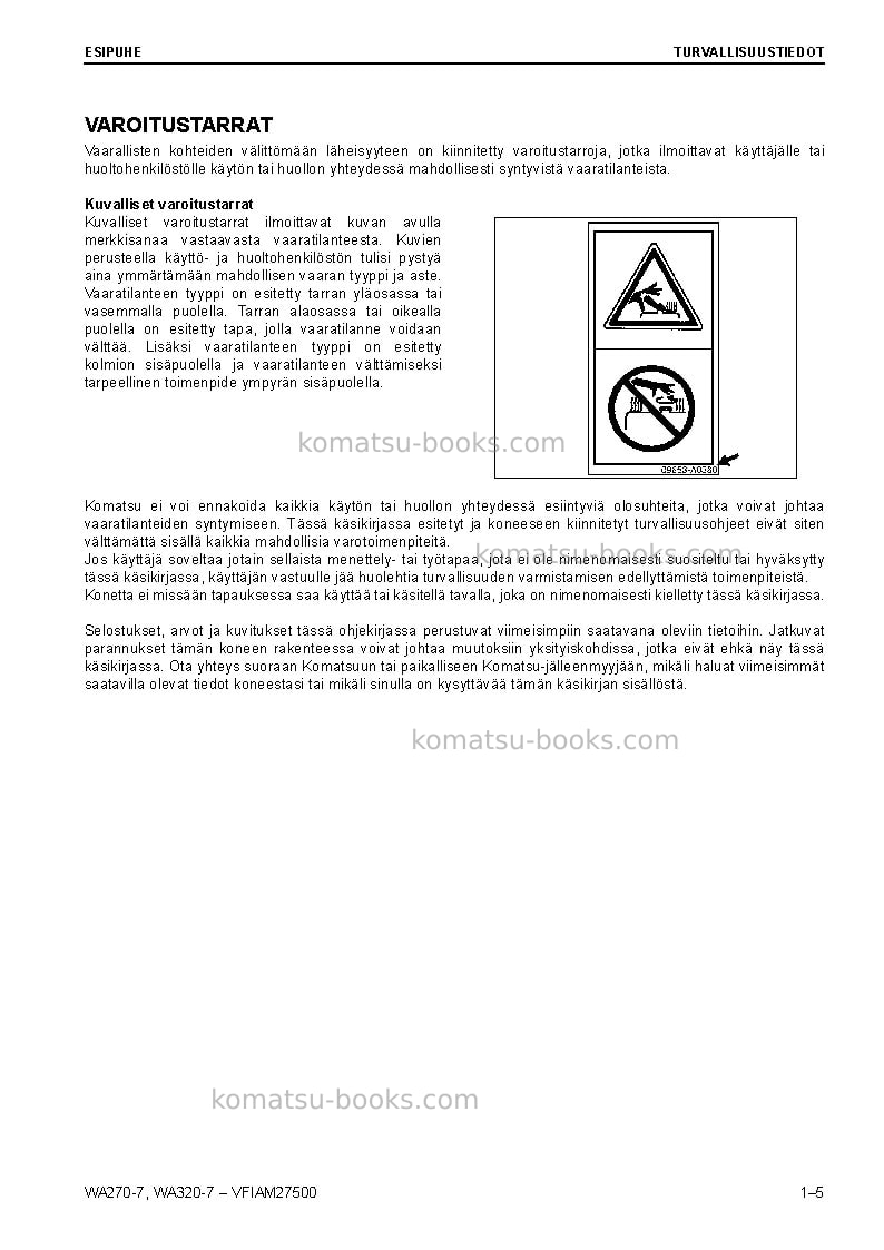 Komatsu wa320-7deu Operation manual cover Page 7 Komatsu wa320-7deu Operation manual cover Page 7