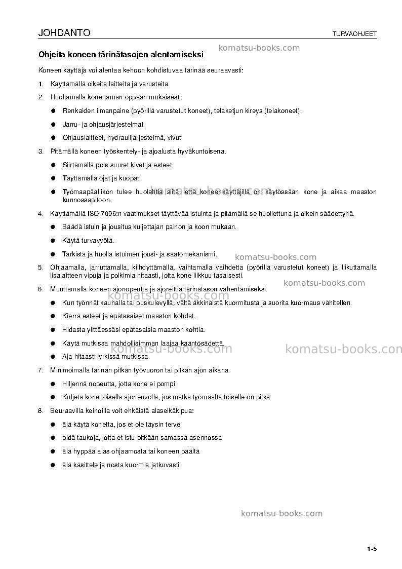 Komatsu hd605-7deu-tier3 Operation manual cover Page 7