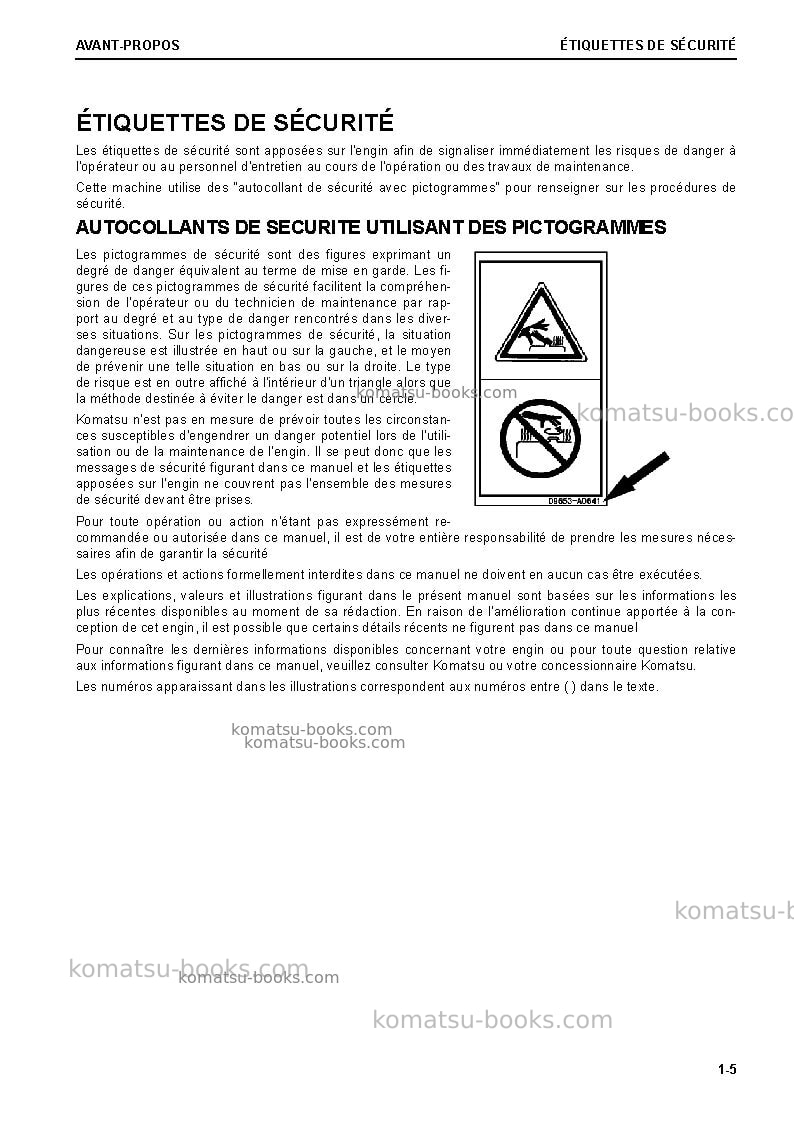 Komatsu wa470-8deu Manuel d'utilisation couverture Page 7 Komatsu wa470-8deu Manuel d'utilisation couverture Page 7