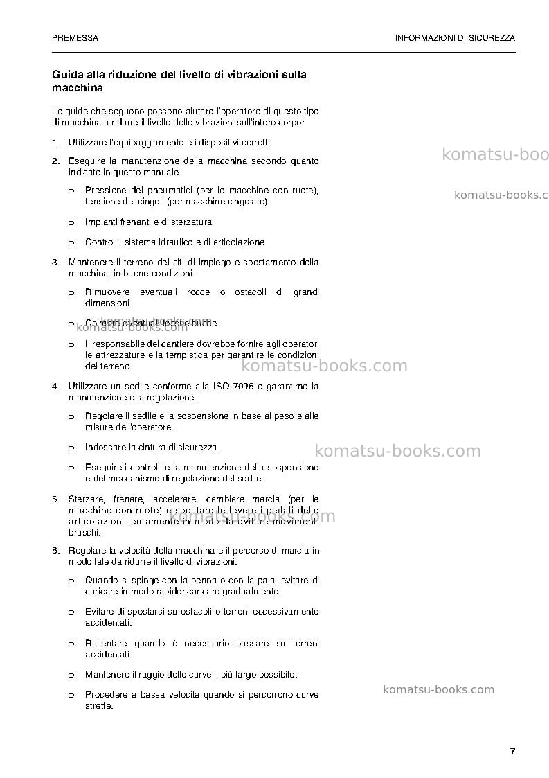 Komatsu pw160-7deu Manuale operativo copertina Pagina 7 Komatsu pw160-7deu Manuale operativo copertina Pagina 7