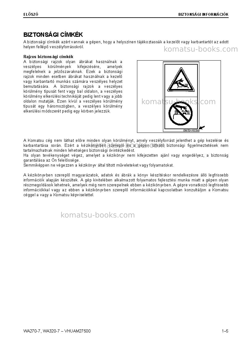 Komatsu wa320-7deu Operation manual cover Page 7 Komatsu wa320-7deu Operation manual cover Page 7