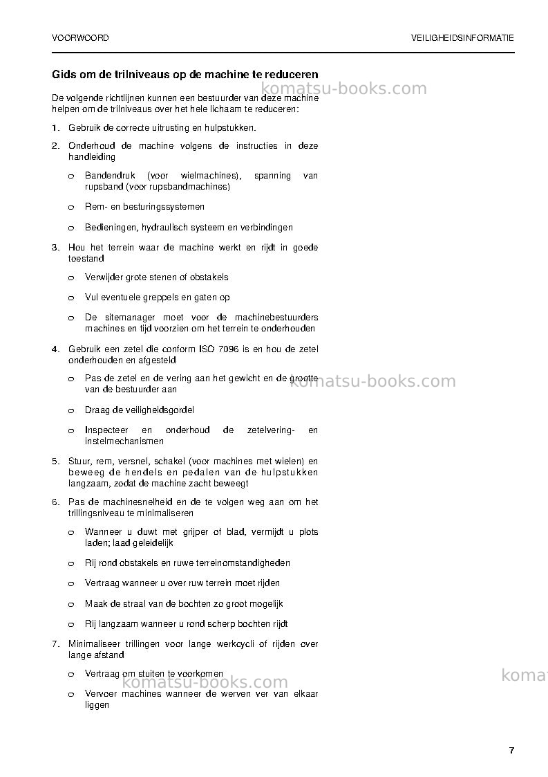 Komatsu pw160-7deu Operation manual cover Page 7