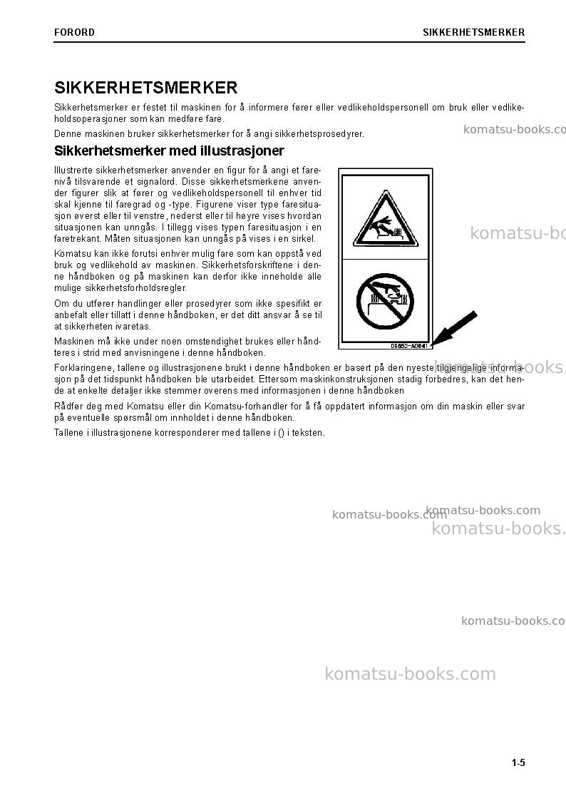 Komatsu wa470-8deu Operation manual cover Page 7 Komatsu wa470-8deu Operation manual cover Page 7