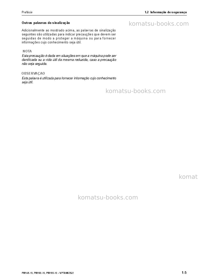 Komatsu pw160-10deu Manual de operação capa Página 7