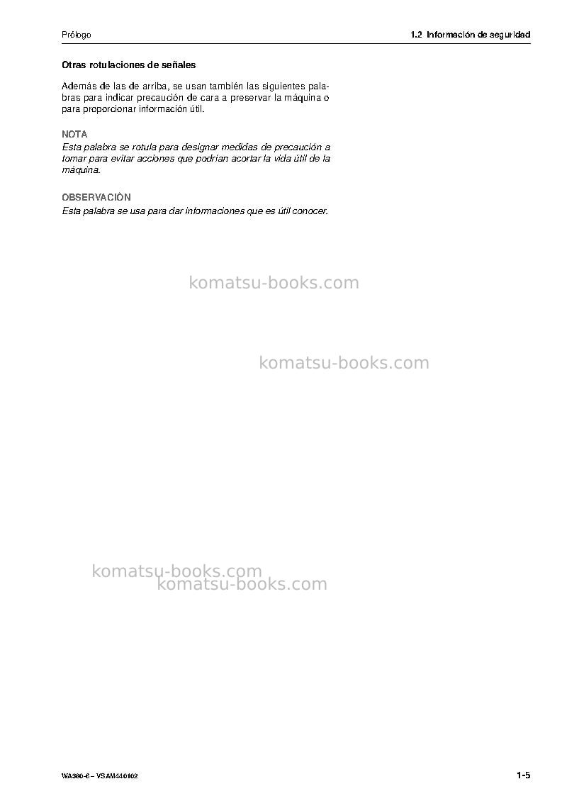 Komatsu wa380-6deu Manual de operación cover Page 7 Komatsu wa380-6deu Manual de operación cover Page 7