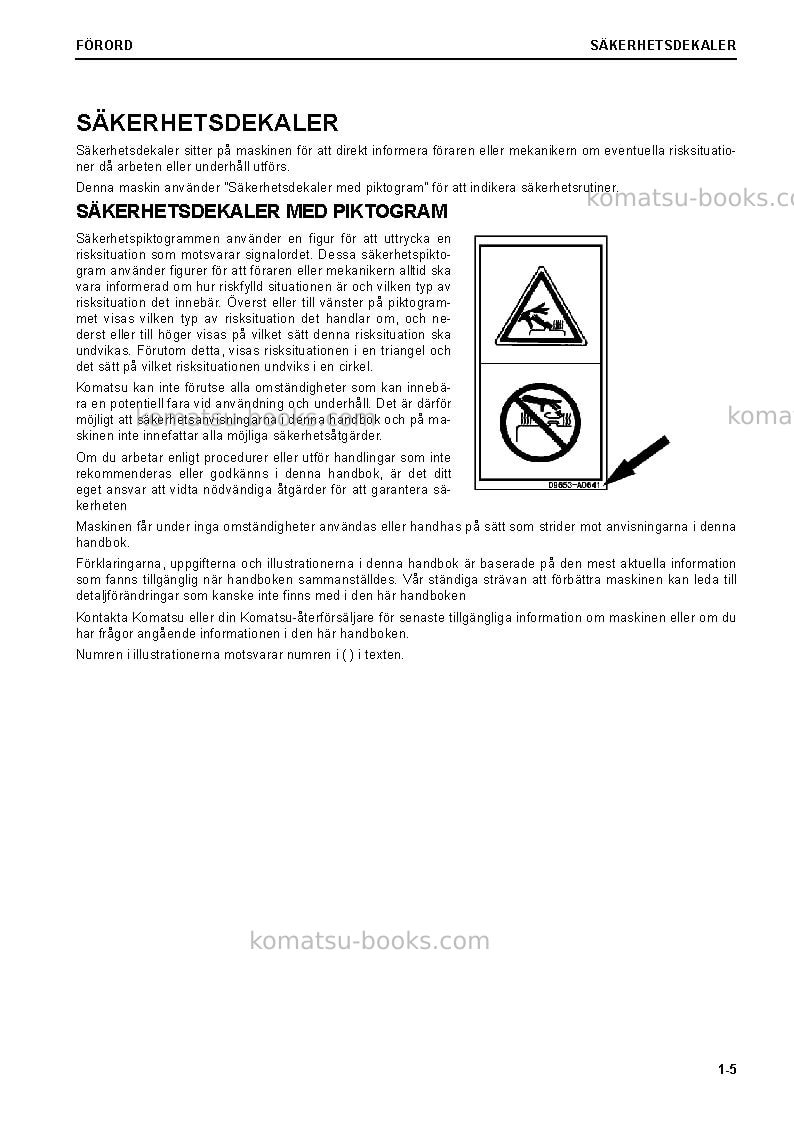Komatsu wa470-8deu Operation manual cover Page 7 Komatsu wa470-8deu Operation manual cover Page 7