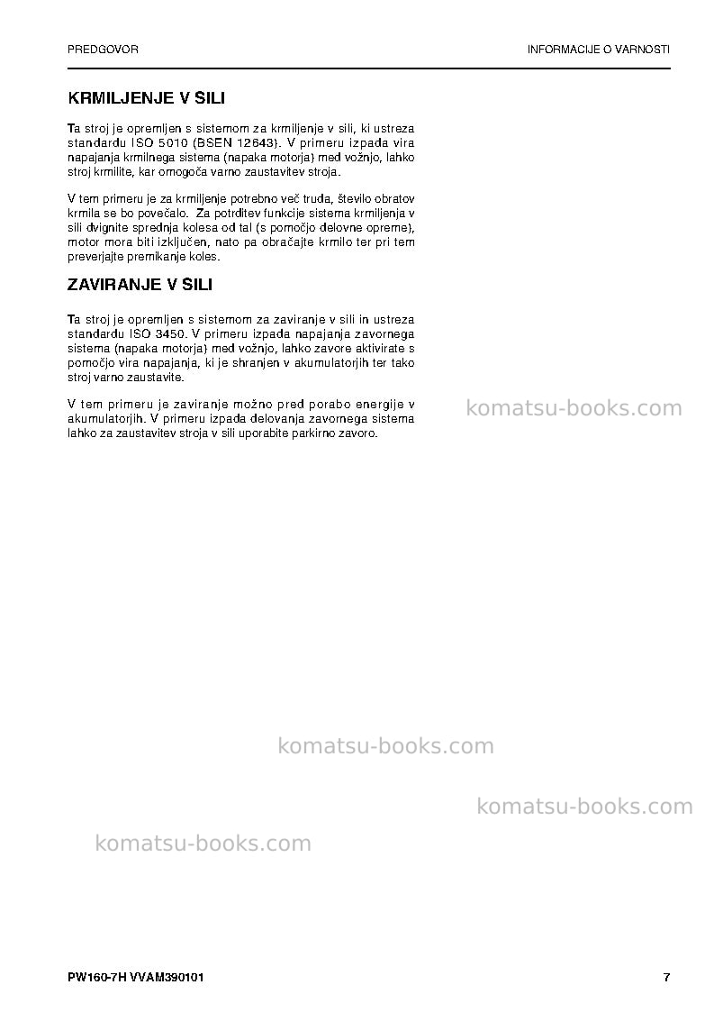 Komatsu pw160-7deu Operation manual cover Page 7 Komatsu pw160-7deu Operation manual cover Page 7