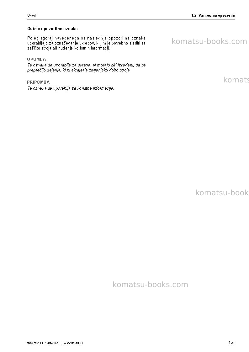 Komatsu wa480-6deu-lc Operation manual cover Page 7 Komatsu wa480-6deu-lc Operation manual cover Page 7