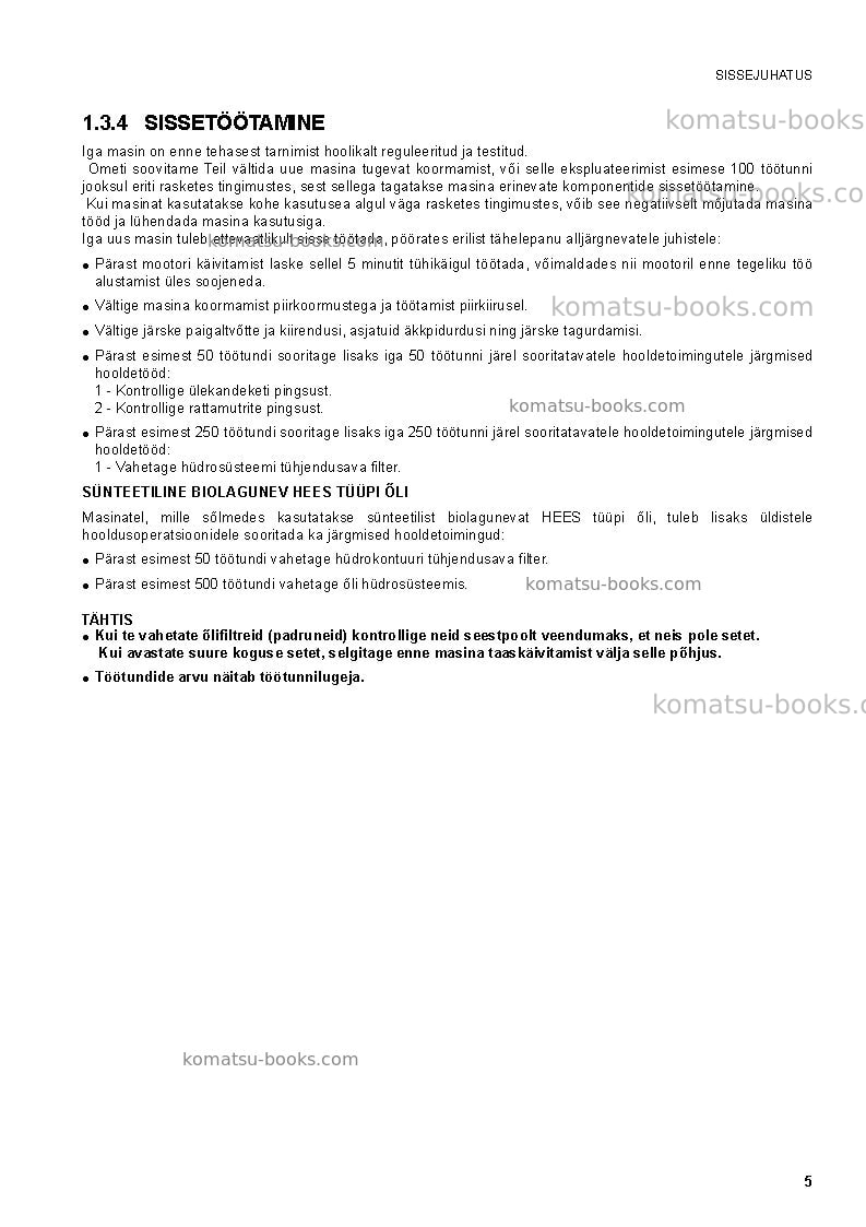 Komatsu sk1020-5ita Operation manual cover Page 7