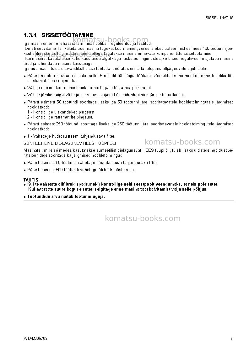 Komatsu sk1026-5ita Operation manual cover Page 7 Komatsu sk1026-5ita Operation manual cover Page 7