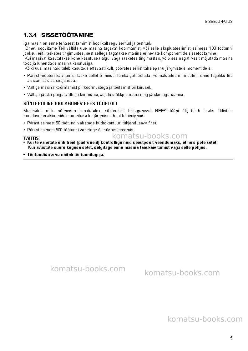 Komatsu pc50mr-2jpn-for eu Operation manual cover Page 7