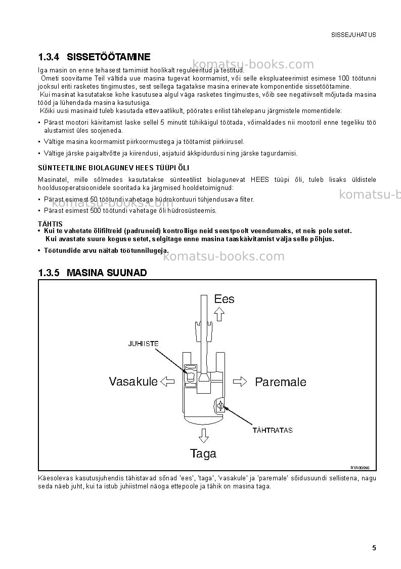 Komatsu pc27mr-2ita-wa canopy spec. Operation manual cover Page 7 Komatsu pc27mr-2ita-wa canopy spec. Operation manual cover Page 7