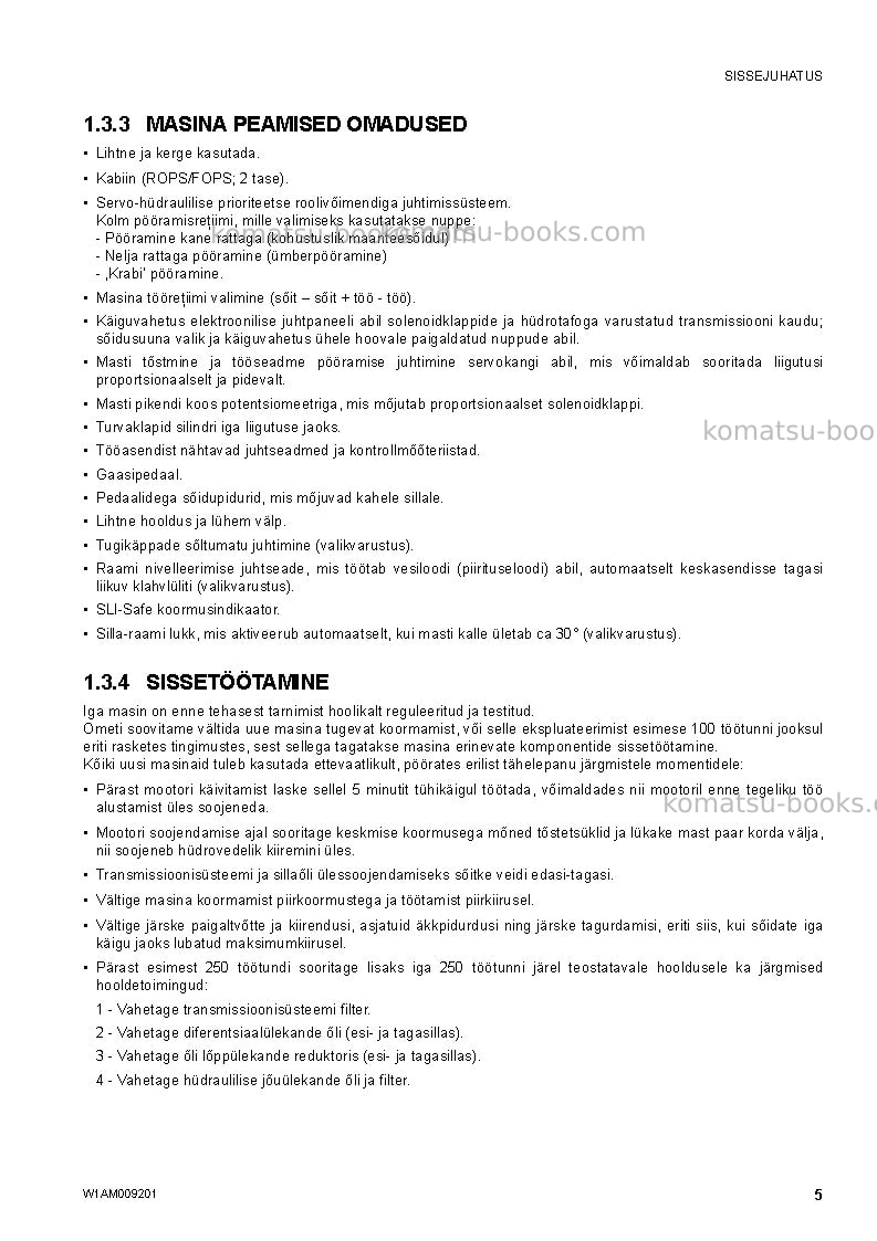 Komatsu wh714h-1ita-tier 3 Operation manual cover Page 7 Komatsu wh714h-1ita-tier 3 Operation manual cover Page 7