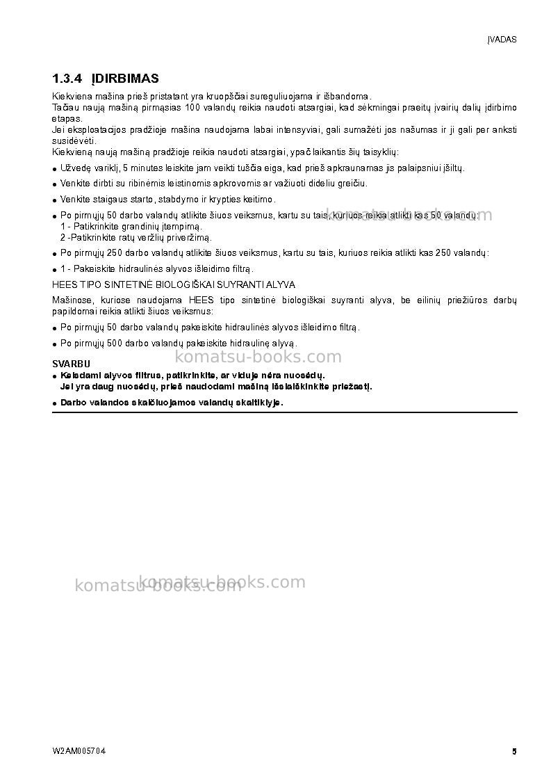 Komatsu sk1026-5ita Operation manual cover Page 7