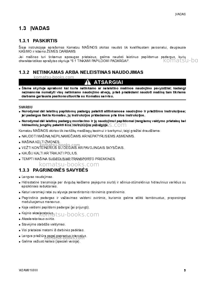 Komatsu sk714-5ita-/ Operation manual cover Page 7 Komatsu sk714-5ita-/ Operation manual cover Page 7