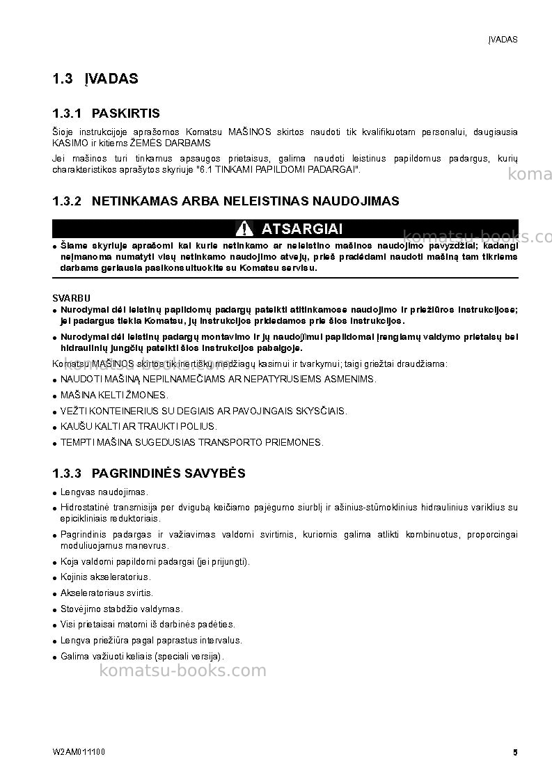 Komatsu ck25-1ita Operation manual cover Page 7 Komatsu ck25-1ita Operation manual cover Page 7