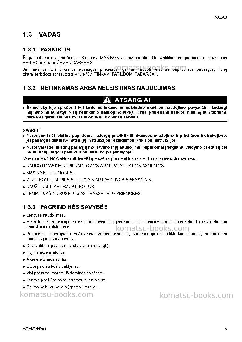 Komatsu ck30-1ita Operation manual cover Page 7 Komatsu ck30-1ita Operation manual cover Page 7