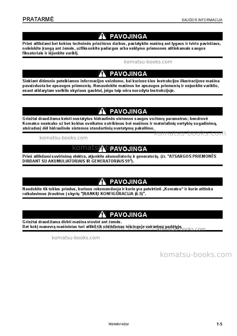Komatsu pc22mr-3ita Operation manual cover Page 7 Komatsu pc22mr-3ita Operation manual cover Page 7