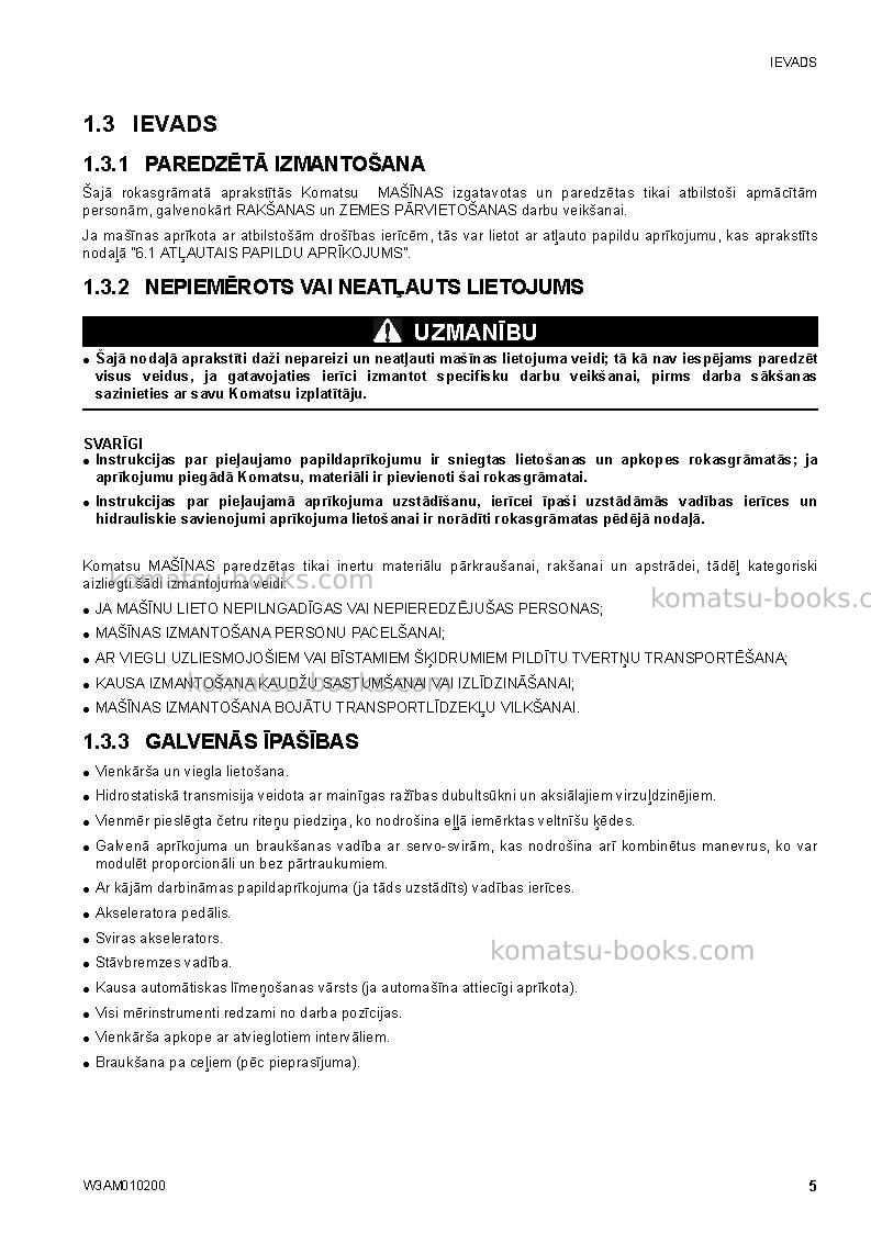 Komatsu sk510-5ita Operation manual cover Page 7