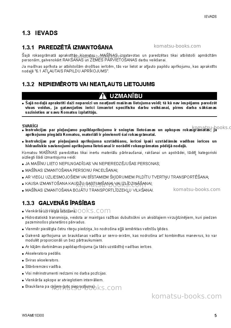 Komatsu sk714-5ita-/ Operation manual cover Page 7 Komatsu sk714-5ita-/ Operation manual cover Page 7