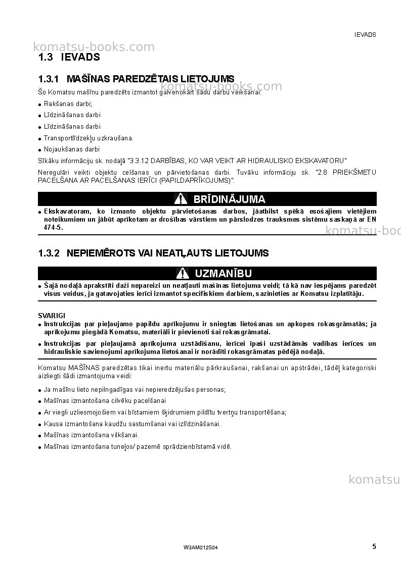 Komatsu pc26mr-3ita Operation manual cover Page 7