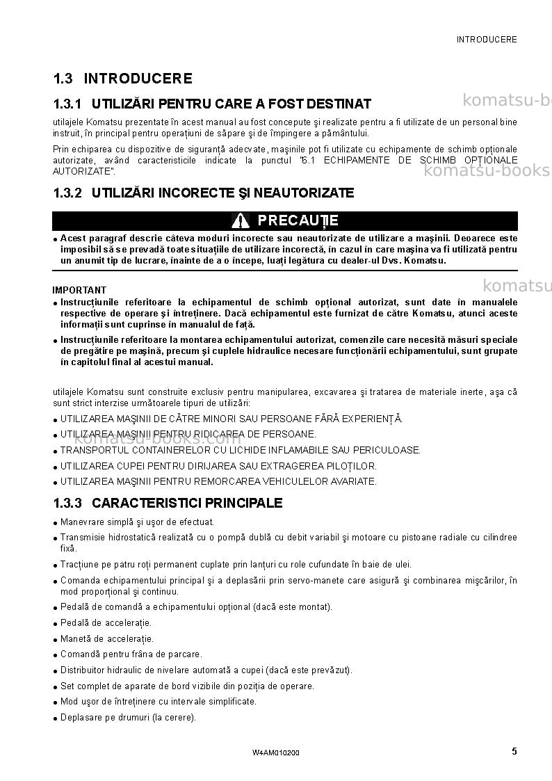 Komatsu sk510-5ita Operation manual cover Page 7